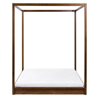 Letto in legno marrone scuro 180 x 200 cm con baldacchino dal design minimalista