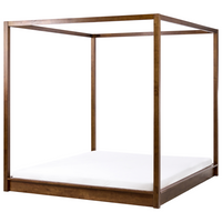 Letto in legno marrone scuro 160 x 200 cm con baldacchino dal design minimalista