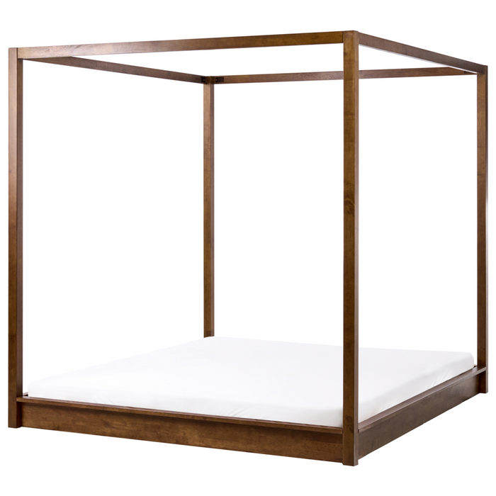 Letto in legno marrone scuro 160 x 200 cm con baldacchino dal design minimalista