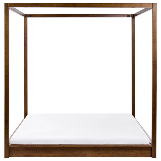 Letto in legno marrone scuro 160 x 200 cm con baldacchino dal design minimalista