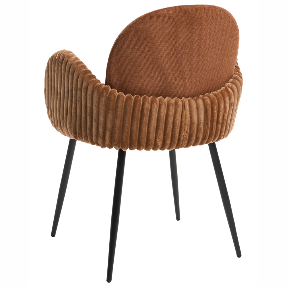 Set di 2 sedie da pranzo con rivestimento in tessuto marrone e braccioli in velluto stile retrò