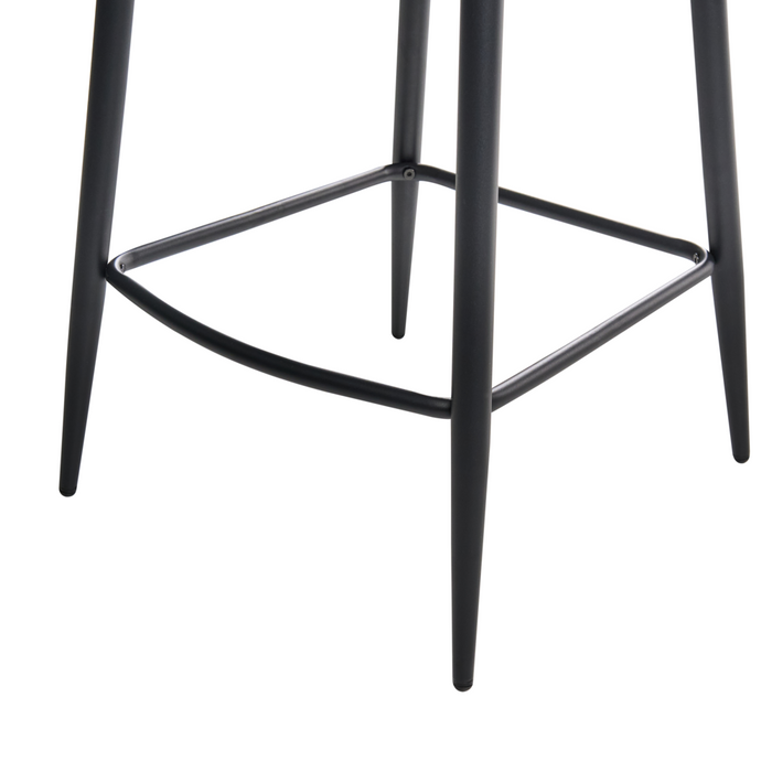 Set di 2 sedie da bar con rivestimento in tessuto marrone e braccioli in velluto stile retrò