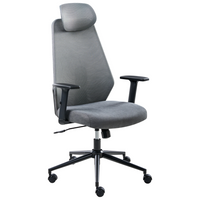 Sedia da ufficio multifunzionale con rivestimento in rete grigio scuro con braccioli e poggiatesta regolabili Regolazione dell'altezza del sedile Base girevole