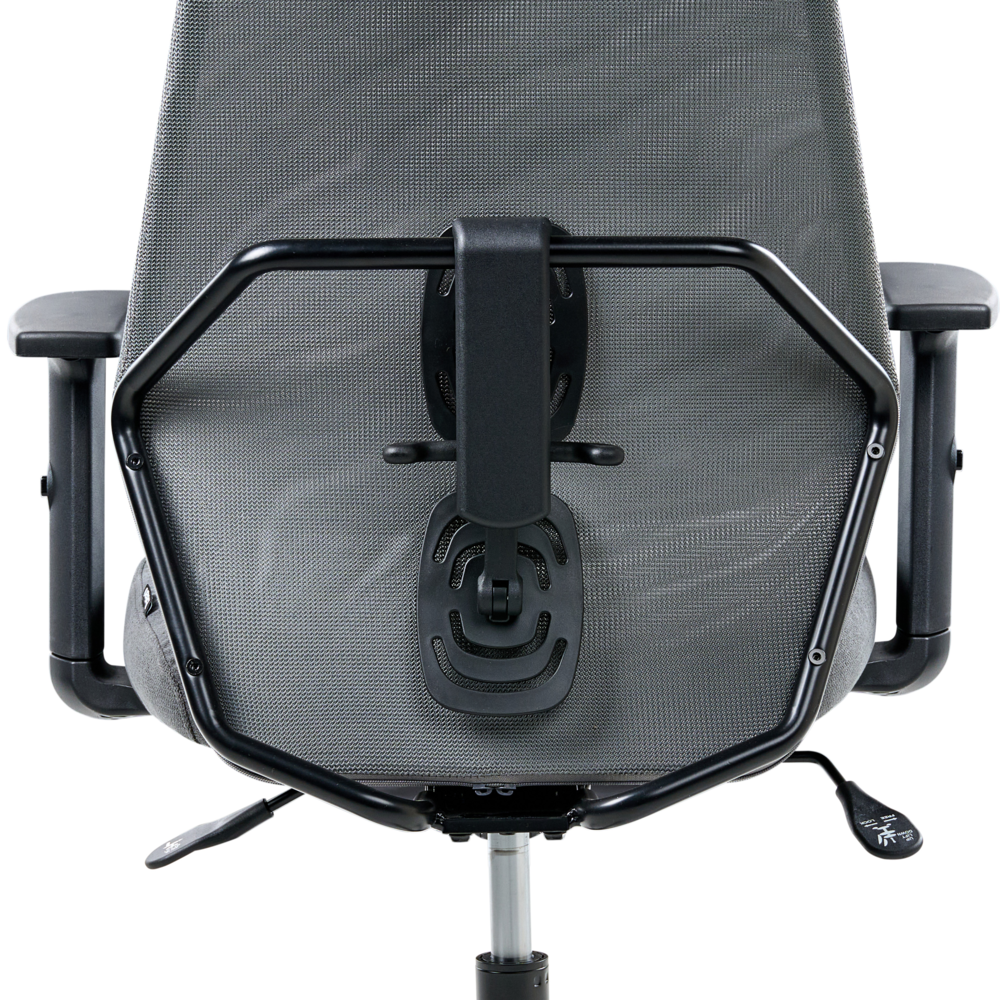 Sedia da ufficio multifunzionale con rivestimento in rete grigio scuro con braccioli e poggiatesta regolabili Regolazione dell'altezza del sedile Base girevole