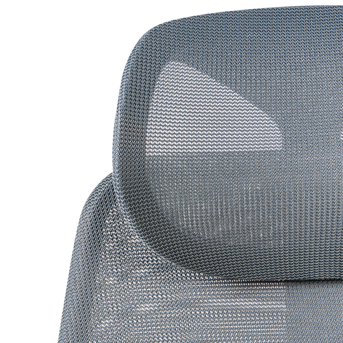 Sedia da ufficio multifunzionale con rivestimento in rete grigio scuro con braccioli e poggiatesta regolabili Regolazione dell'altezza del sedile Base girevole