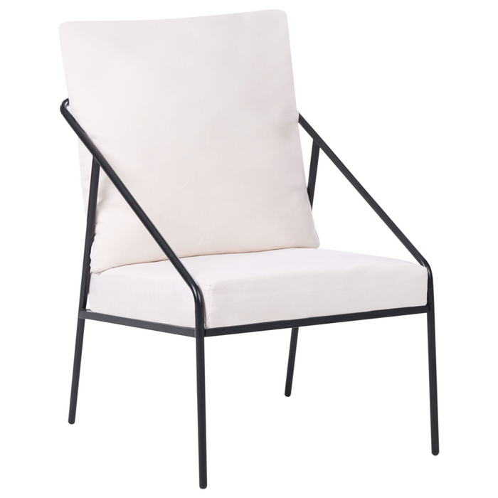 Set da giardino in metallo nero con cuscini in cotone per 4 persone con rivestimenti sfoderabili Poltrone Divano Tavolino Moderno