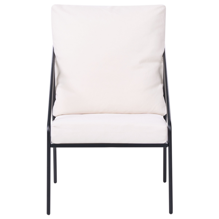 Set da giardino in metallo nero con cuscini in cotone per 4 persone con rivestimenti sfoderabili Poltrone Divano Tavolino Moderno