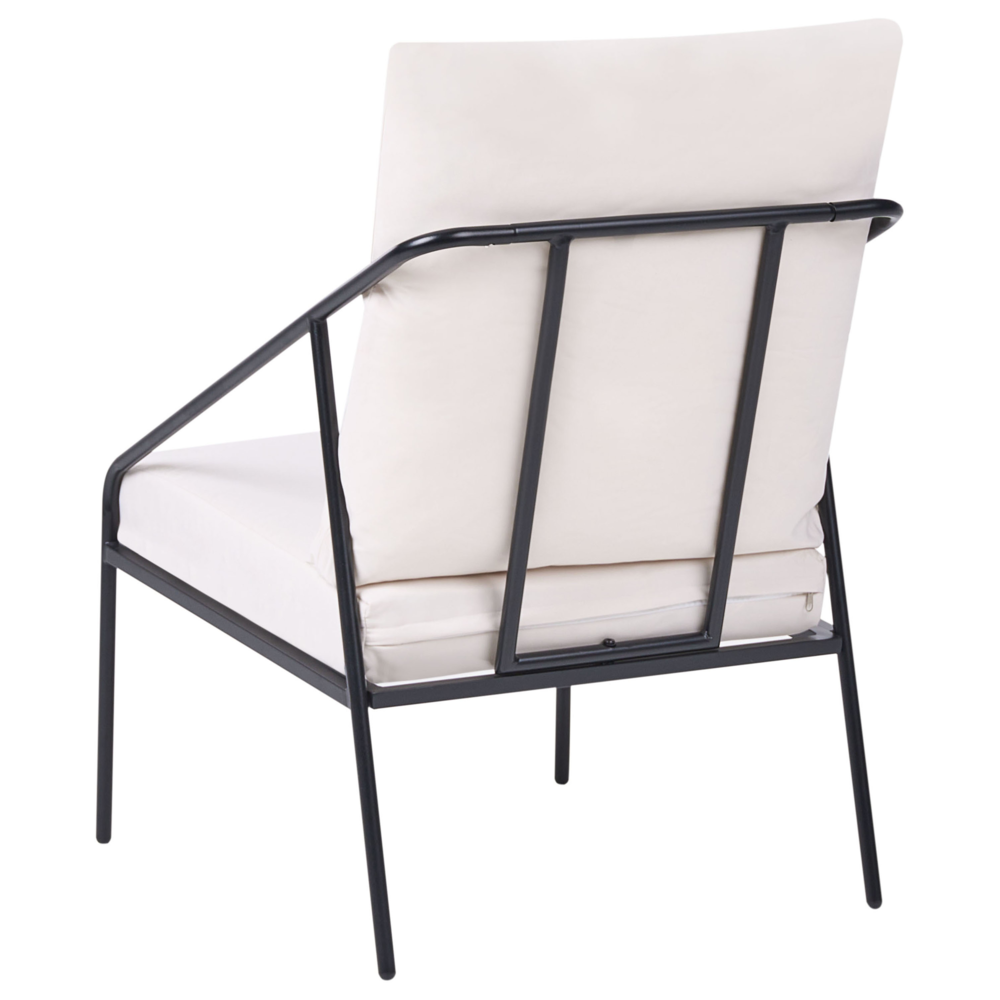 Set da giardino in metallo nero con cuscini in cotone per 4 persone con rivestimenti sfoderabili Poltrone Divano Tavolino Moderno