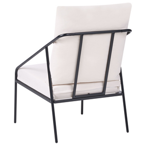 Set da giardino in metallo nero con cuscini in cotone per 4 persone con rivestimenti sfoderabili Poltrone Divano Tavolino Moderno