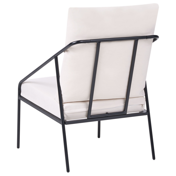 Set da giardino in metallo nero con cuscini in cotone per 4 persone con rivestimenti sfoderabili Poltrone Divano Tavolino Moderno