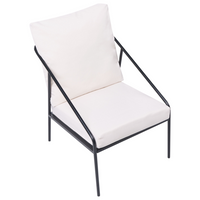 Set da giardino in metallo nero con cuscini in cotone per 4 persone con rivestimenti sfoderabili Poltrone Divano Tavolino Moderno