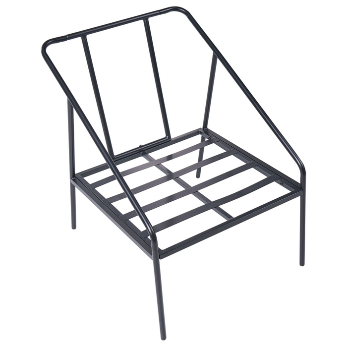 Set da giardino in metallo nero con cuscini in cotone per 4 persone con rivestimenti sfoderabili Poltrone Divano Tavolino Moderno