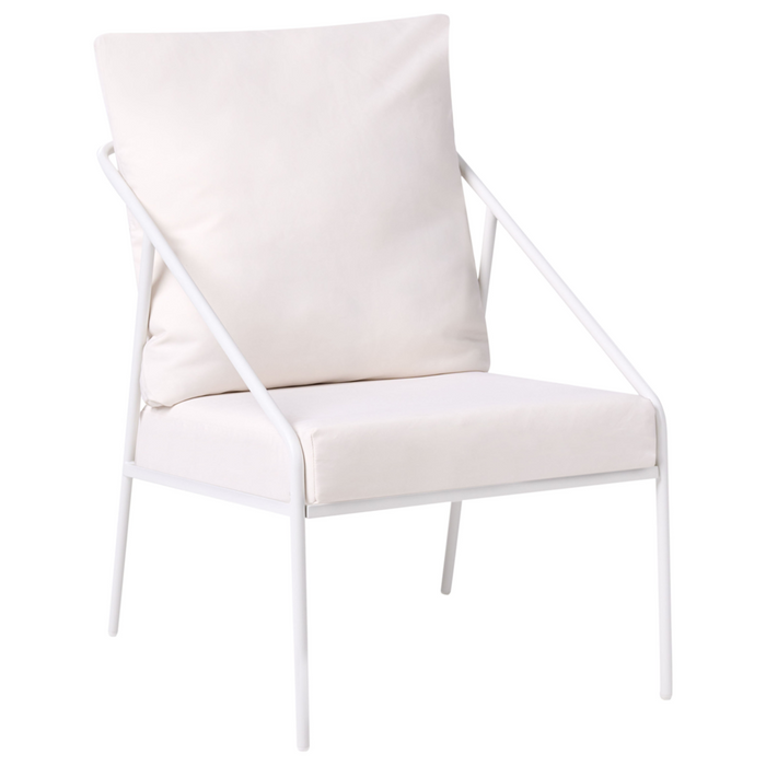 Set da giardino in metallo bianco con cuscini in cotone per 4 persone con rivestimenti sfoderabili Poltrone Divano Tavolino Moderno