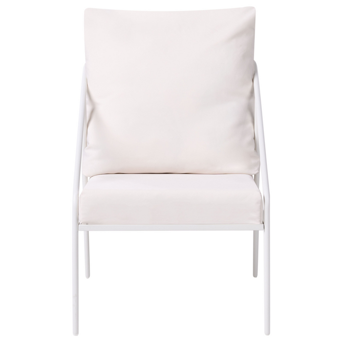 Set da giardino in metallo bianco con cuscini in cotone per 4 persone con rivestimenti sfoderabili Poltrone Divano Tavolino Moderno