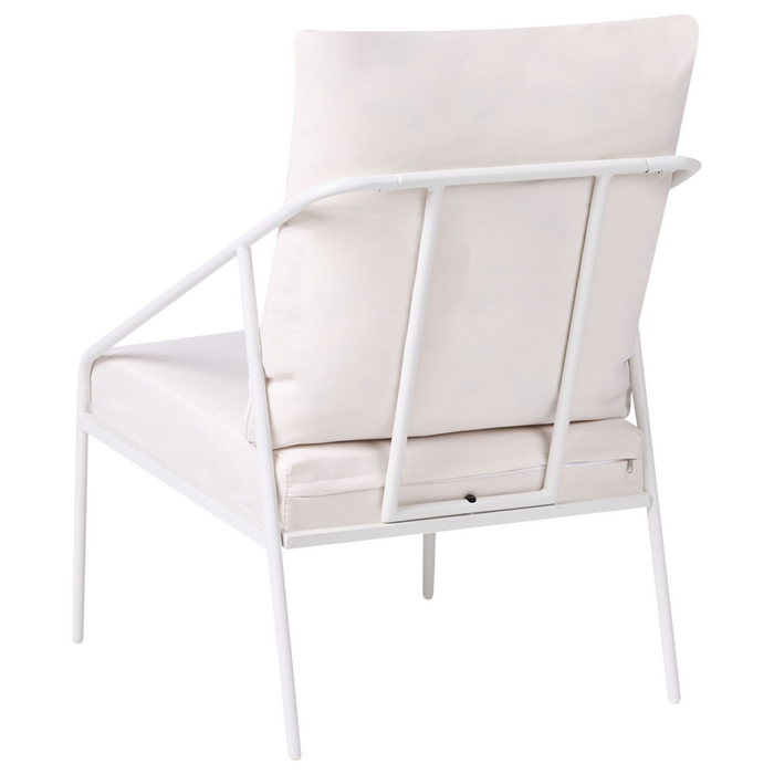 Set da giardino in metallo bianco con cuscini in cotone per 4 persone con rivestimenti sfoderabili Poltrone Divano Tavolino Moderno