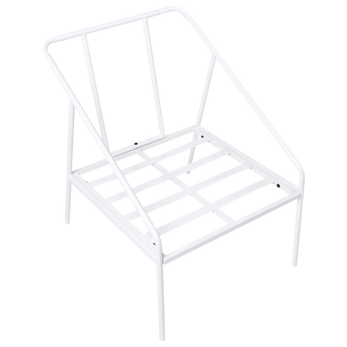 Set da giardino in metallo bianco con cuscini in cotone per 4 persone con rivestimenti sfoderabili Poltrone Divano Tavolino Moderno