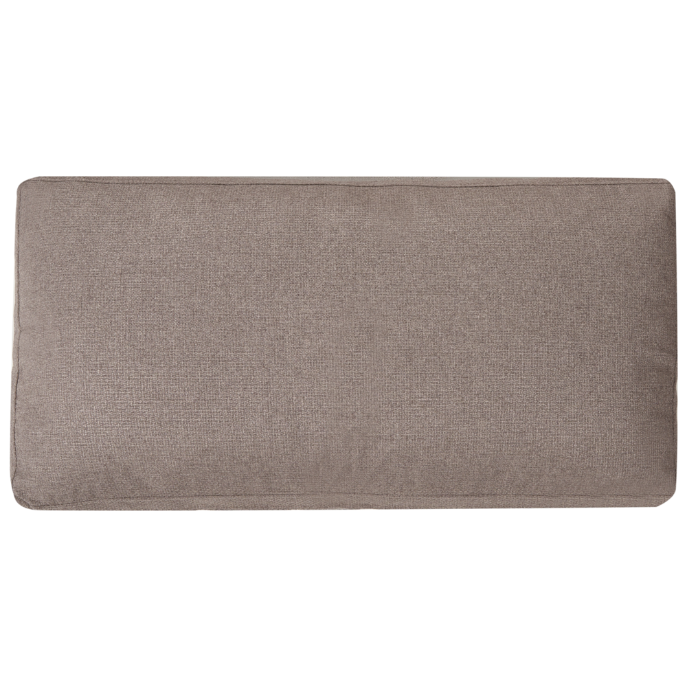 Chaise longue in tessuto tortora imbottita con cuscini gambe in acciaio in stile scandinavo