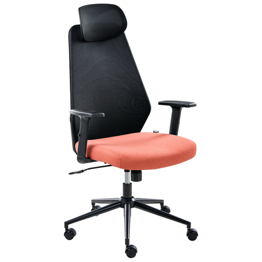 Sedia da ufficio multifunzionale con rivestimento in rete nero e rosso con braccioli e poggiatesta regolabili Regolazione dell'altezza del sedile Base girevole