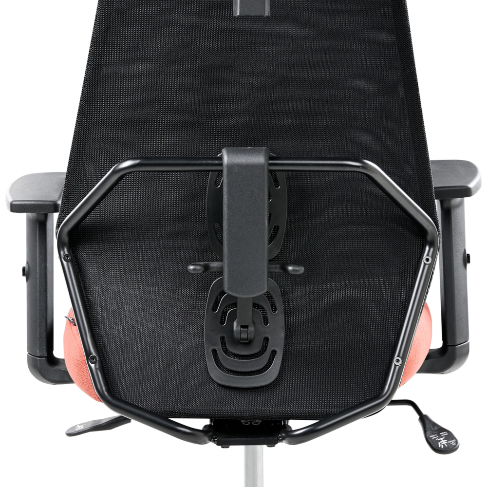 Sedia da ufficio multifunzionale con rivestimento in rete nero e rosso con braccioli e poggiatesta regolabili Regolazione dell'altezza del sedile Base girevole