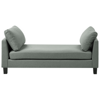 Chaise longue in tessuto verde imbottita con cuscini gambe in acciaio in stile scandinavo