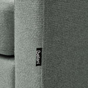 Chaise longue in tessuto verde imbottita con cuscini gambe in acciaio in stile scandinavo