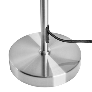 Lampada da tavolo con base in ferro argentato e paralume in vetro bianco design moderno per soggiorno e camera da letto