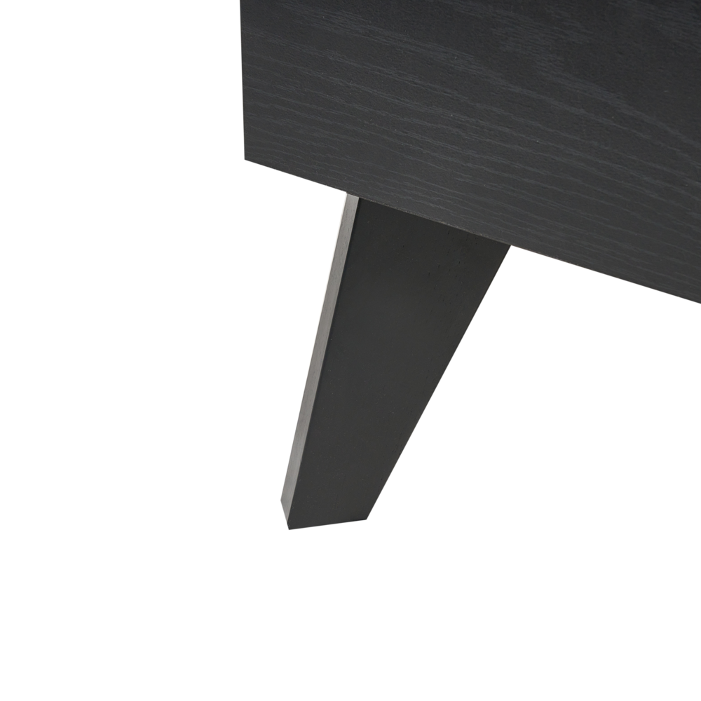 Letto matrimoniale in legno di gomma con testiera in vimini nero 120 x 200 cm stile boho minimalista