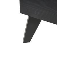 Letto matrimoniale in legno di gomma con testiera in vimini nero 120 x 200 cm stile boho minimalista