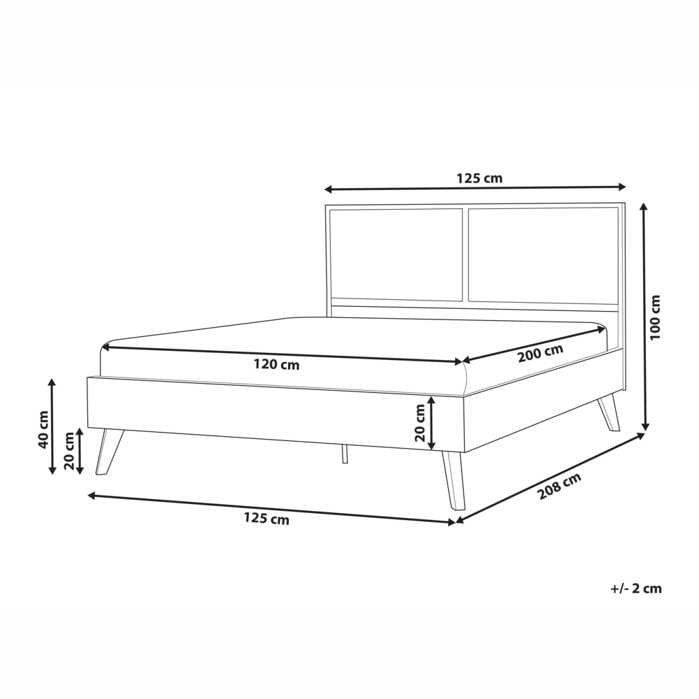 Letto matrimoniale in legno di gomma con testiera in vimini marrone scuro 120 x 200 cm stile boho minimalista