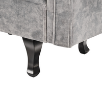 Chaise Lounge in velluto grigio imbottito a lato sinistra con cuscino in stile retrò tradizionale Facile da pulire pet friendly