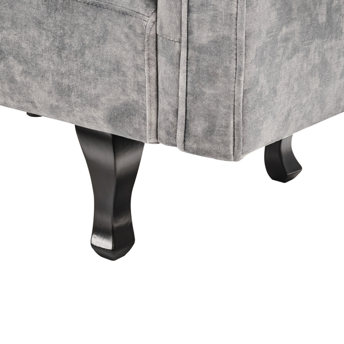 Chaise Lounge in velluto grigio imbottito a lato sinistra con cuscino in stile retrò tradizionale Facile da pulire pet friendly