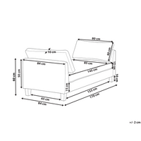 Chaise longue in tessuto verde imbottita con cuscini gambe in acciaio in stile scandinavo