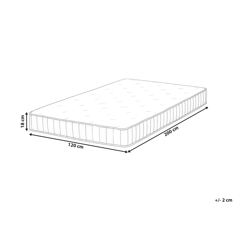 Materasso double face in tessuto di colore bianco 120 x 200 cm medio duro camera da letto