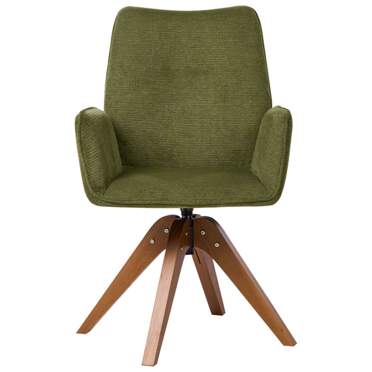 Sedia da pranzo girevole con schienale alto in lino verde stile scandinavo