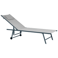 Set di 2 lettini da giardino con telaio in acciaio verniciato a polvere schienale regolabile cuscino poggiatesta telaio grigio chiaro