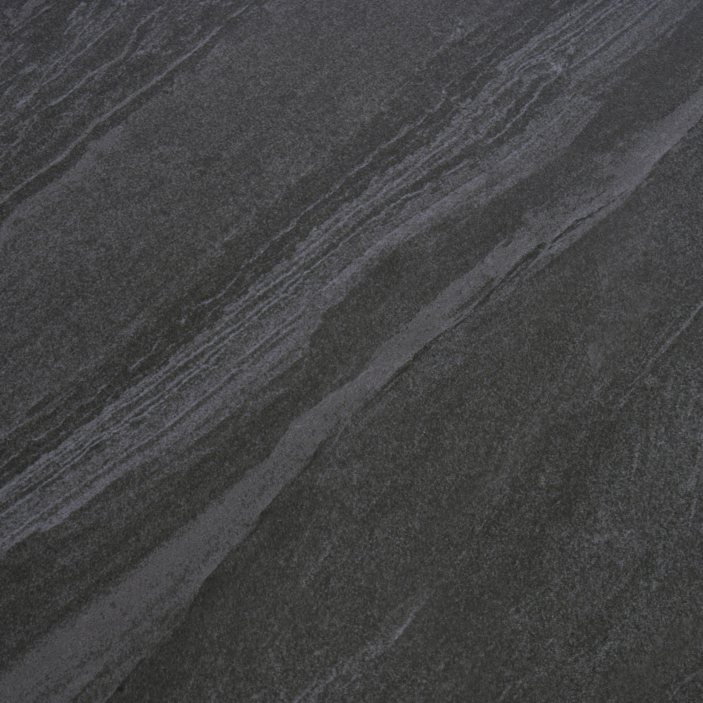 Tavolo da pranzo da giardino piano in pietra sinterizzata nera e struttura in ferro resistente ai raggi UV e alla ruggine interni ed esterni