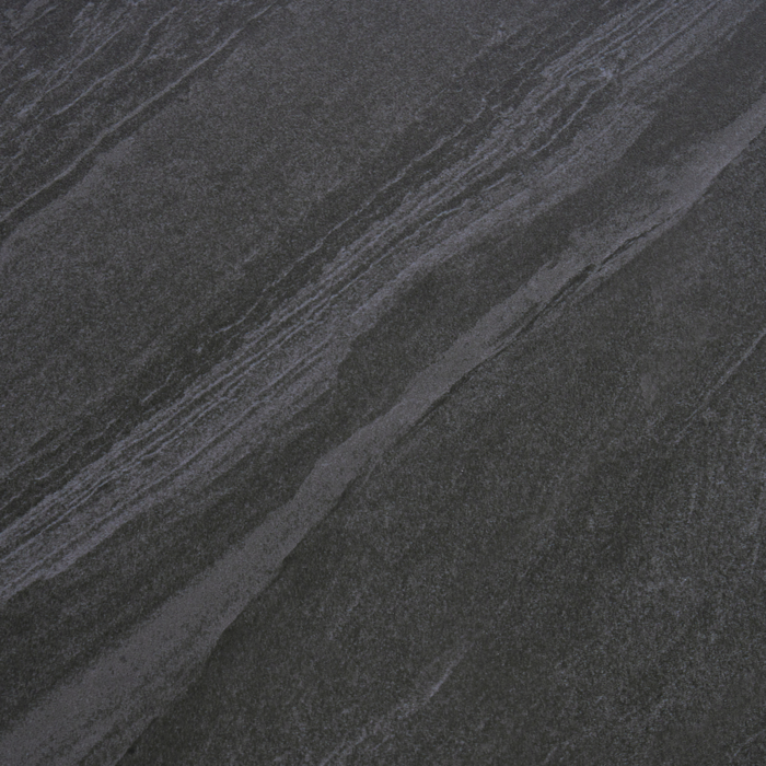 Tavolo da pranzo da giardino piano in pietra sinterizzata nera e struttura in ferro resistente ai raggi UV e alla ruggine interni ed esterni