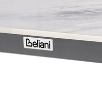 Tavolo da pranzo da giardino piano in pietra sinterizzata nera e bianca lucida e struttura in ferro resistente ai raggi UV e alla ruggine interni ed esterni