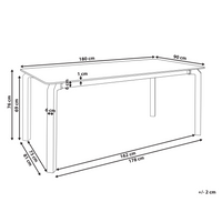 Tavolo da pranzo da giardino piano in pietra sinterizzata nera e bianca lucida e struttura in ferro resistente ai raggi UV e alla ruggine interni ed esterni