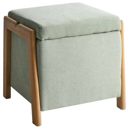 Pouf stile glamour con contenitore Rivestimento in tessuto Soggiorno Camera da letto Verde chiaro