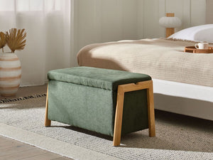 Panca stile moderno e glamour per camera da letto e soggiorno Rivestimento in tessuto contenitore Verde