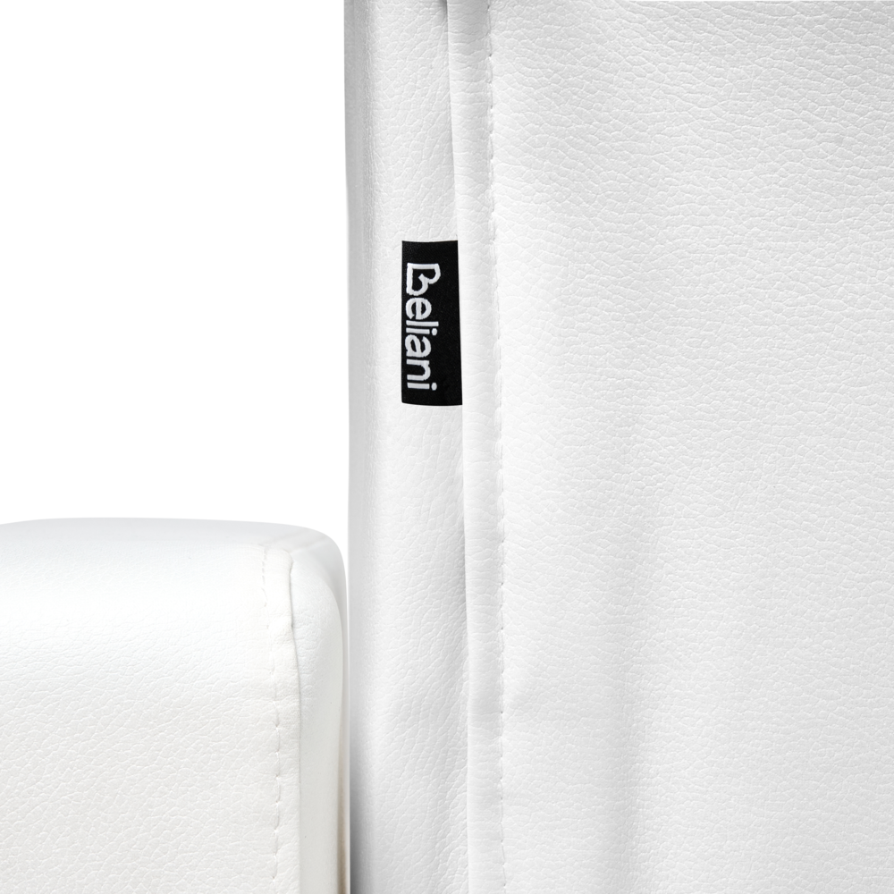 Divano letto angolare in ecopelle bianco versione sinistra con ottomana stile Moderno a L Modulare