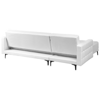 Divano letto angolare in ecopelle bianco versione destra con ottomana stile Moderno a L Modulare