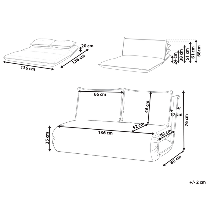 Divano letto grigio scuro rivestito in finto lino a 2 posti senza braccioli con cuscini extra Divano per bambini Stile moderno Soggiorno Camera da letto per bambini