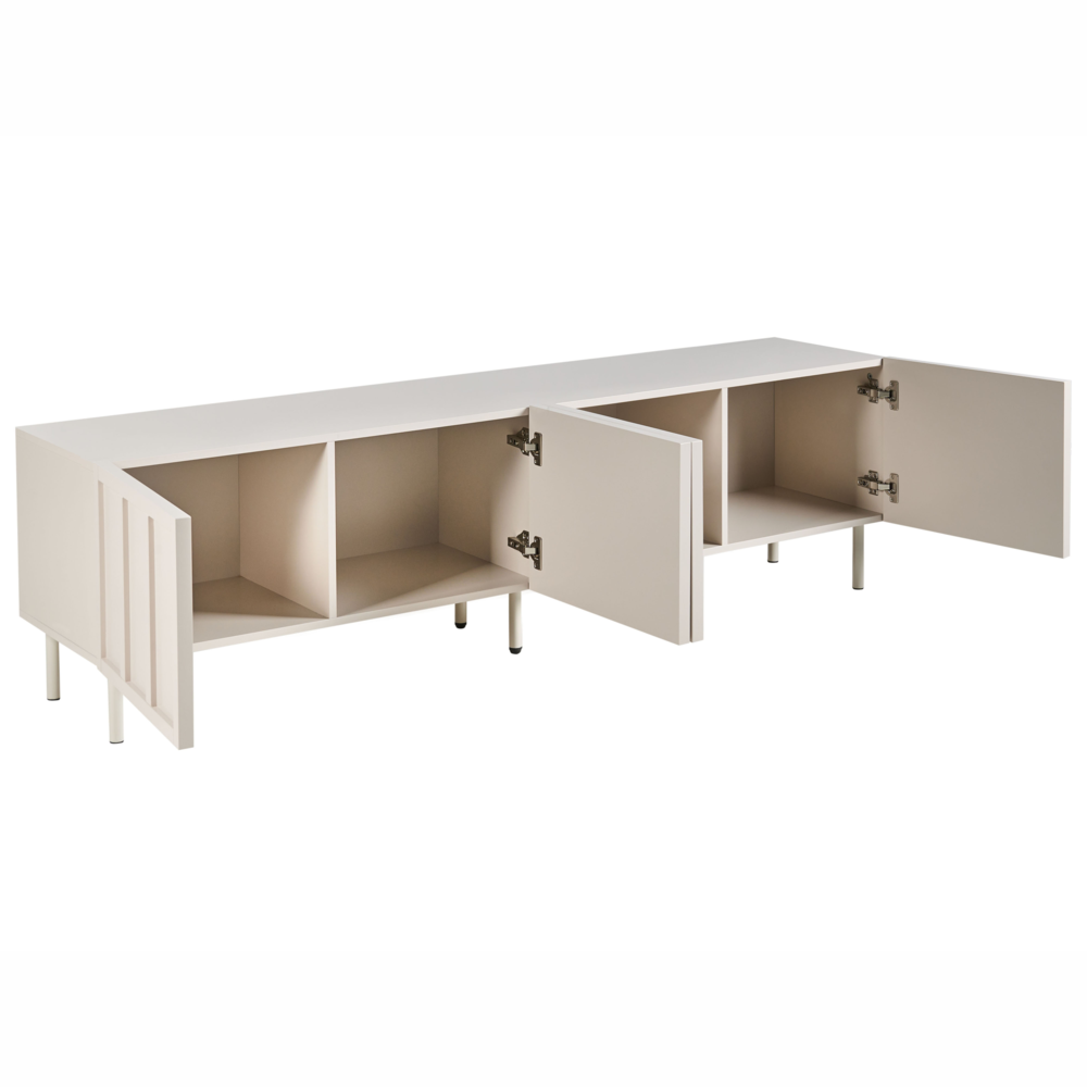 Mobile TV Beige chiaro MDF 4 ante Gambe in metallo Cashmere Design moderno Camera da letto