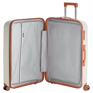 Set di 3 valigie rigide Bianco sporco e marrone Materiale sintetico Lucchetto TSA in ferro Ruote silenziose Cerniera antifurto 3 misure Moderno