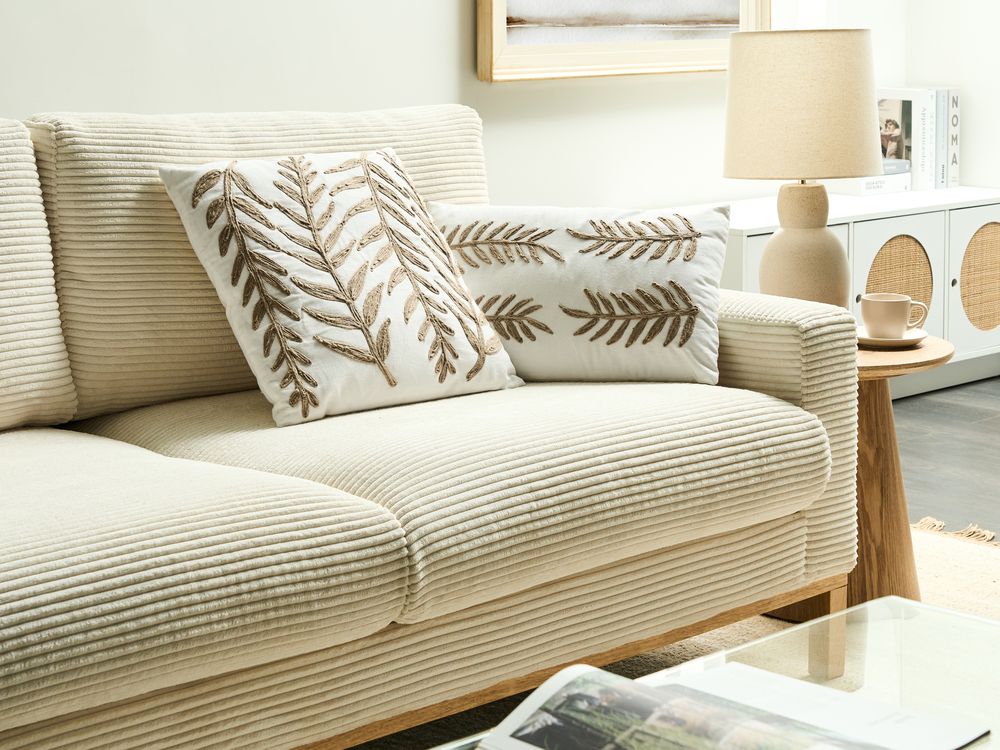 Set di 2 cuscini decorativi bianchi e beige in cotone e juta 45/30 x 45/50 cm Cuscino decorativo