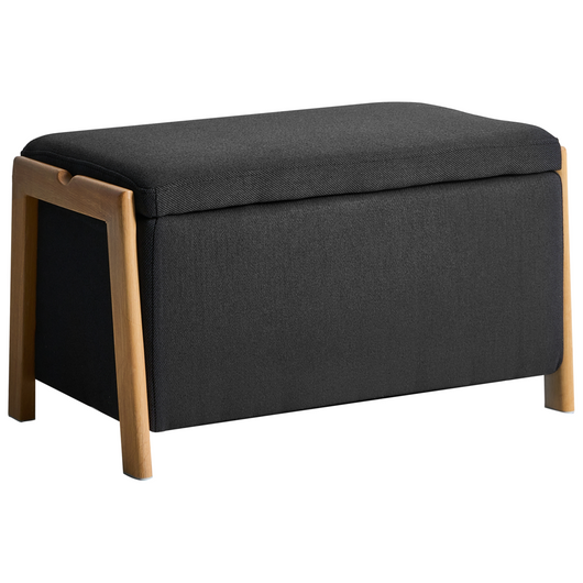 Panca stile moderno e glamour per camera da letto e soggiorno Rivestimento in tessuto contenitore nero