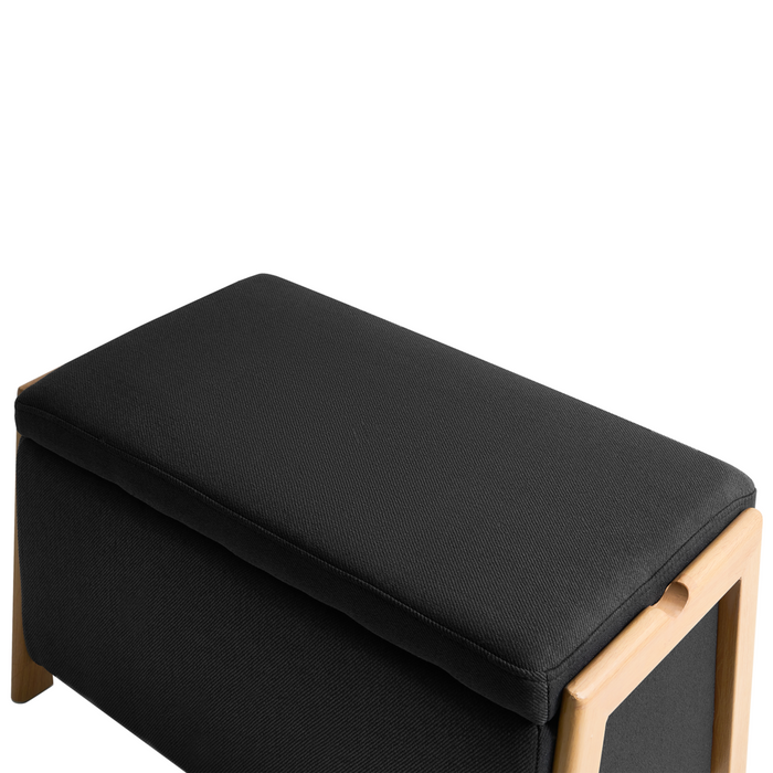 Panca stile moderno e glamour per camera da letto e soggiorno Rivestimento in tessuto contenitore nero