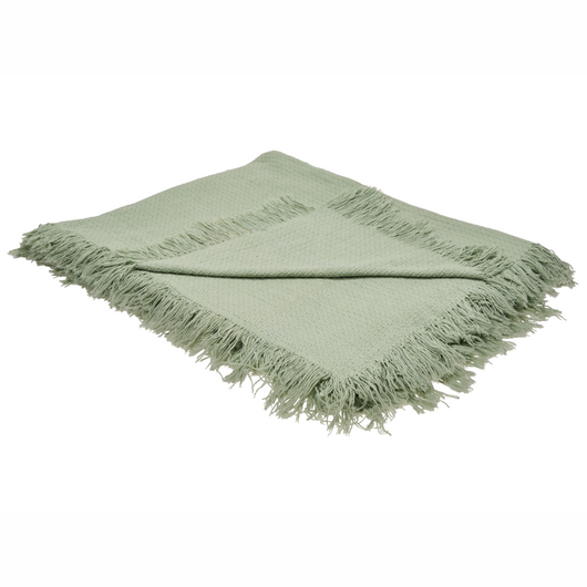 Copriletto verde in tessuto di cotone 200 x 220 cm con frange Coperta decorativa Biancheria da letto design classico Camera da letto